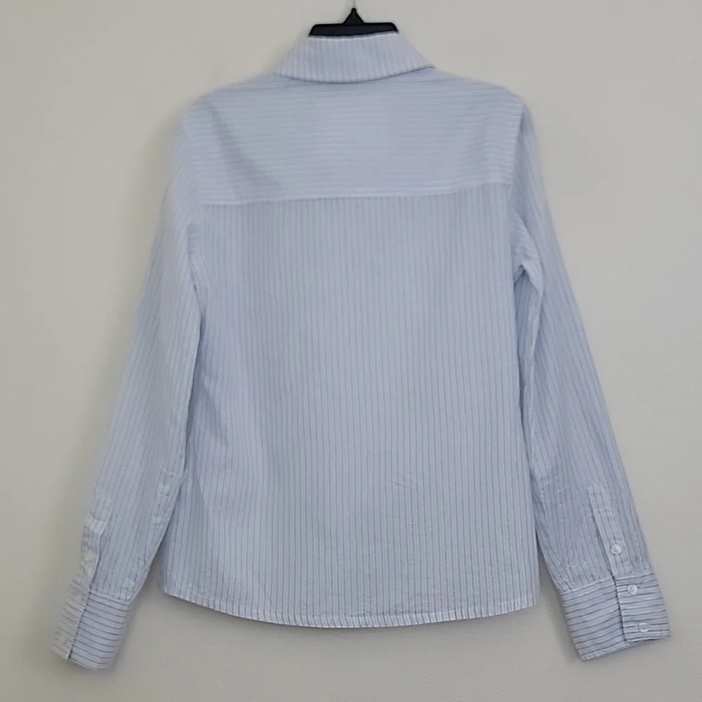 Justice Blue & Silver Striped Paint Splatter Long Sleeve Shirt Girls